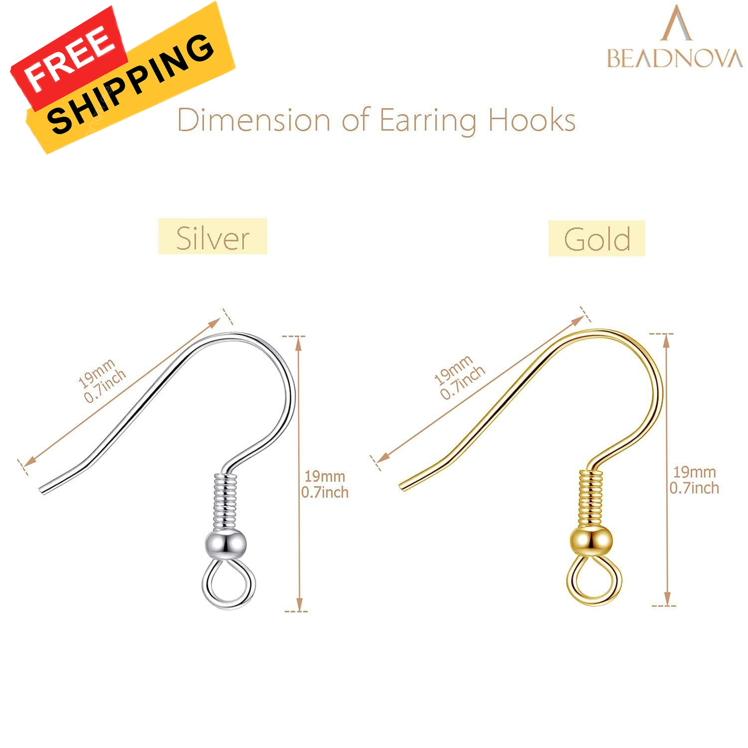 BEADNOVA 200pcs Mix Earring Hooks & Backs, Silver & Gold, 100pcs