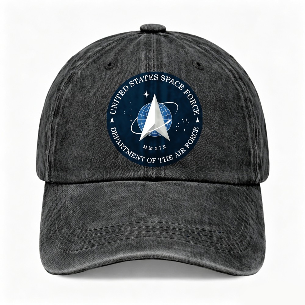 Unisex US Space Force Military Veteran Patriotic Vintage Washed Dad Hat