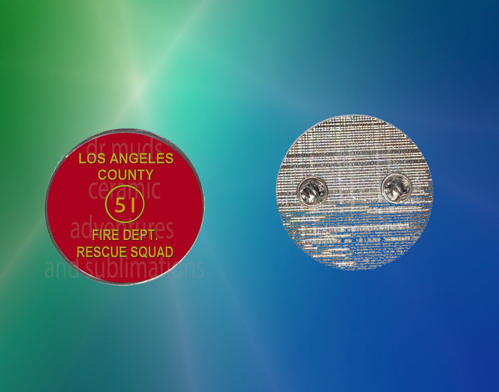 SQUAD 51 EMERGENCY FIRE FIGHTER    2.25" lapel pin badge brooche