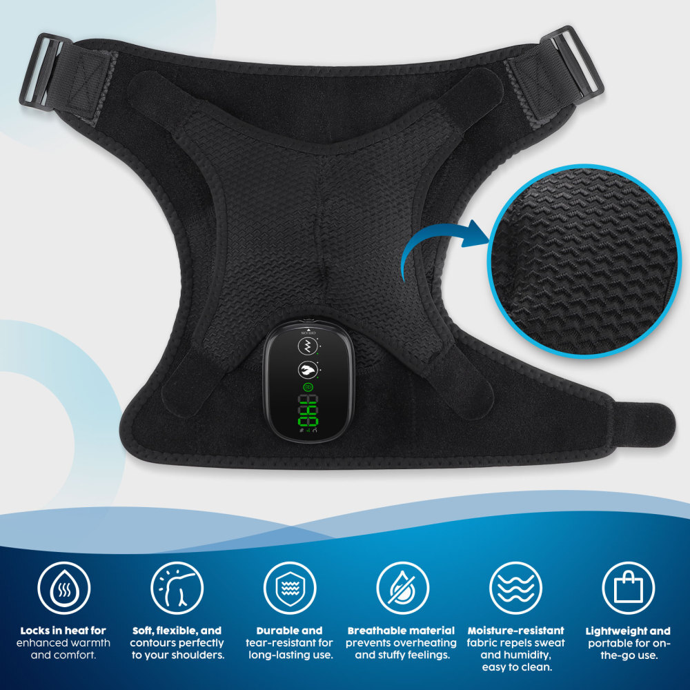 Electric Heated Shoulder Brace Massager Rotator Cuff Support Compression Wrap US