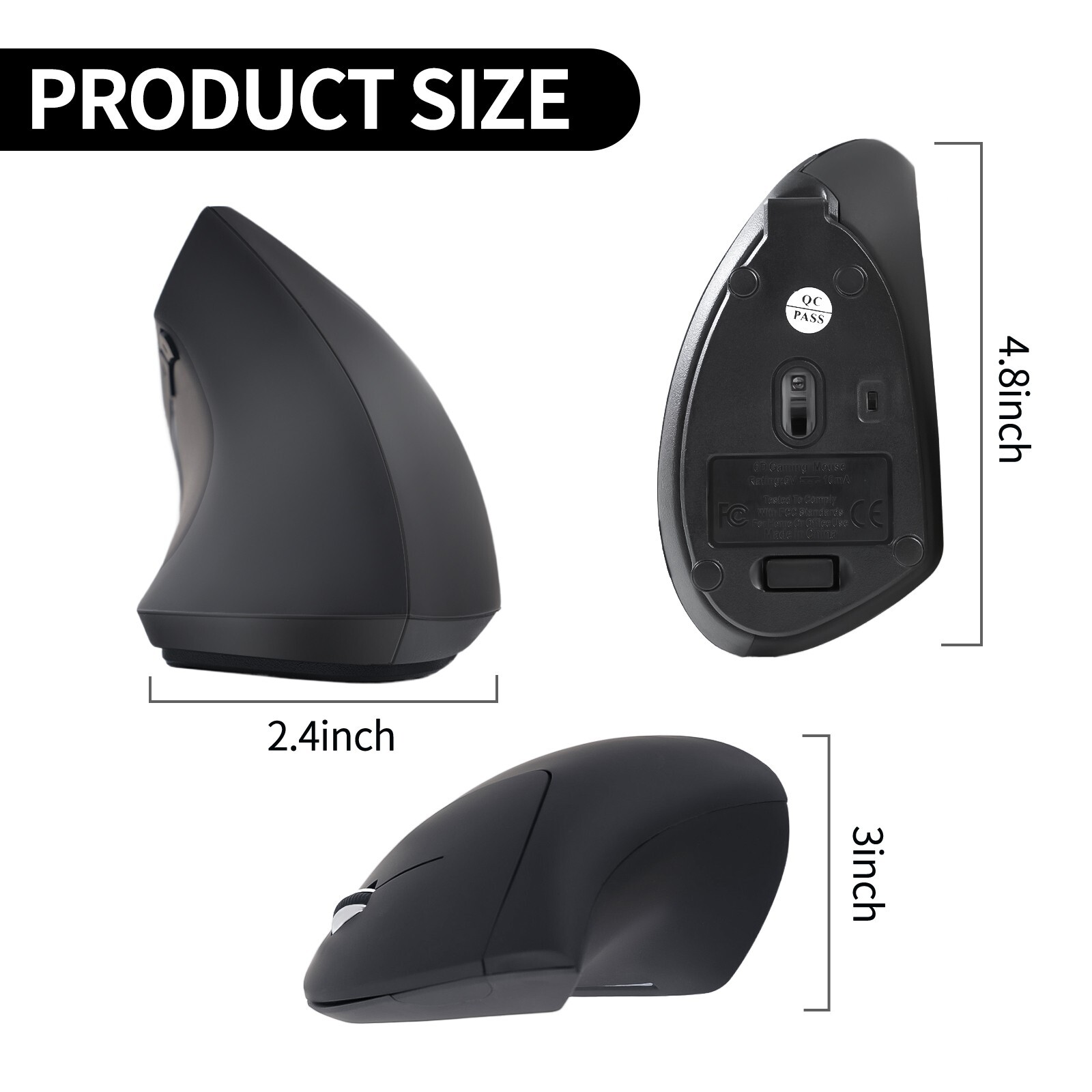 Ergonomic Vertical Wireless Rechargeable Mouse - Comfortable, Efficient, and Pre