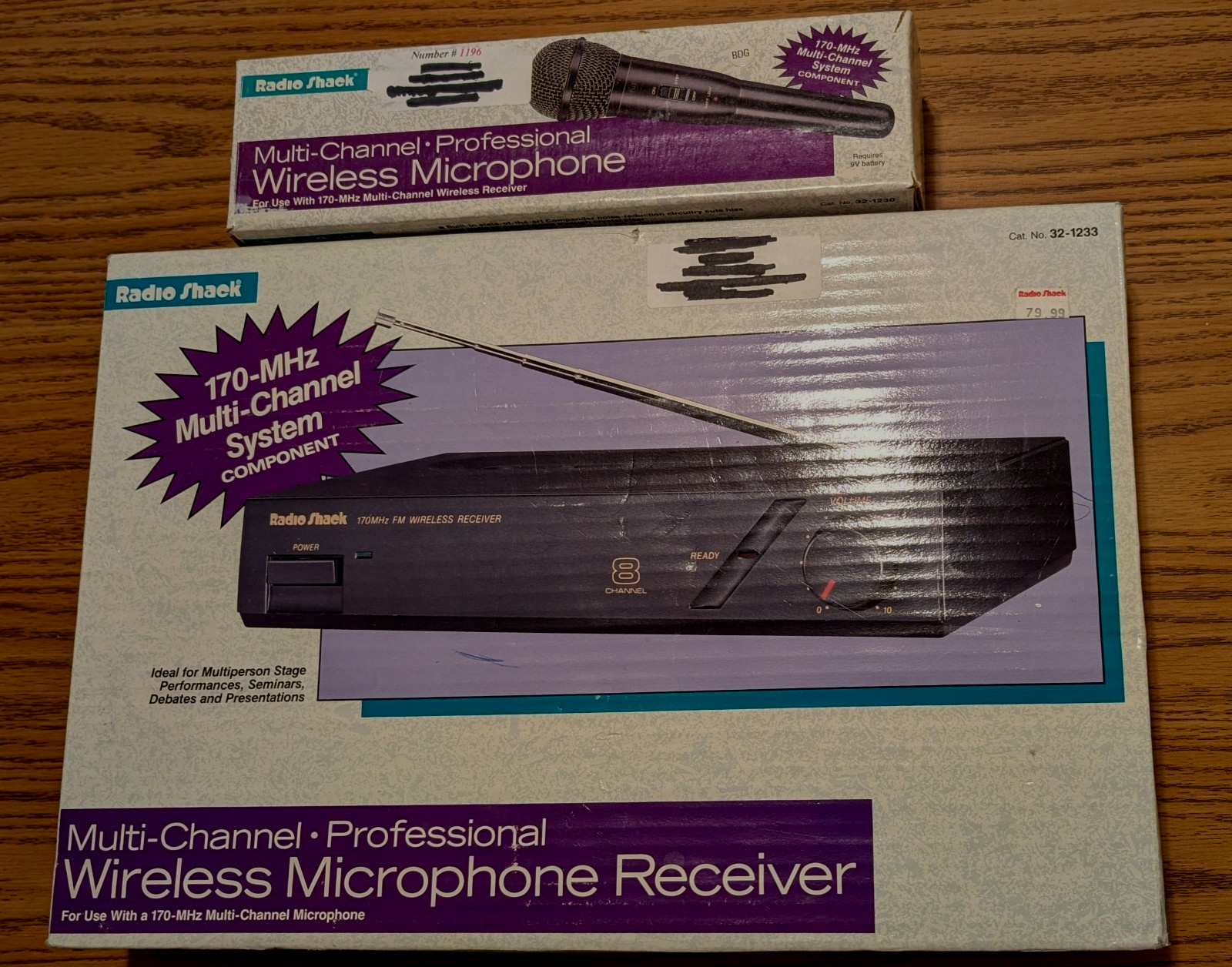 RadioShack Wireless Microphone Receiver 32-1233 + Mic 32-1230 Tested