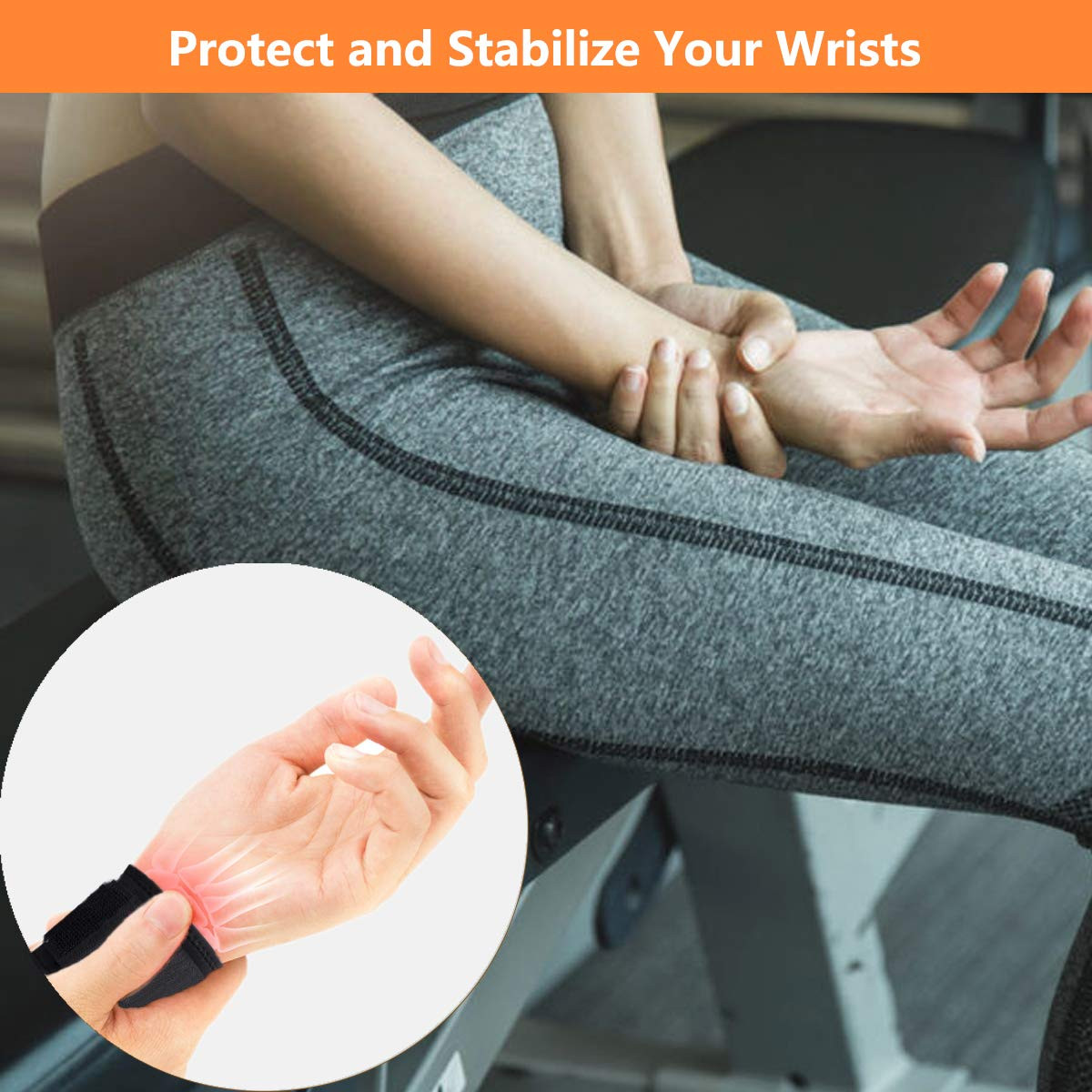 2 Pack Adjustable Wrist Brace for Carpal Tunnel Relief & Weightlifting Support