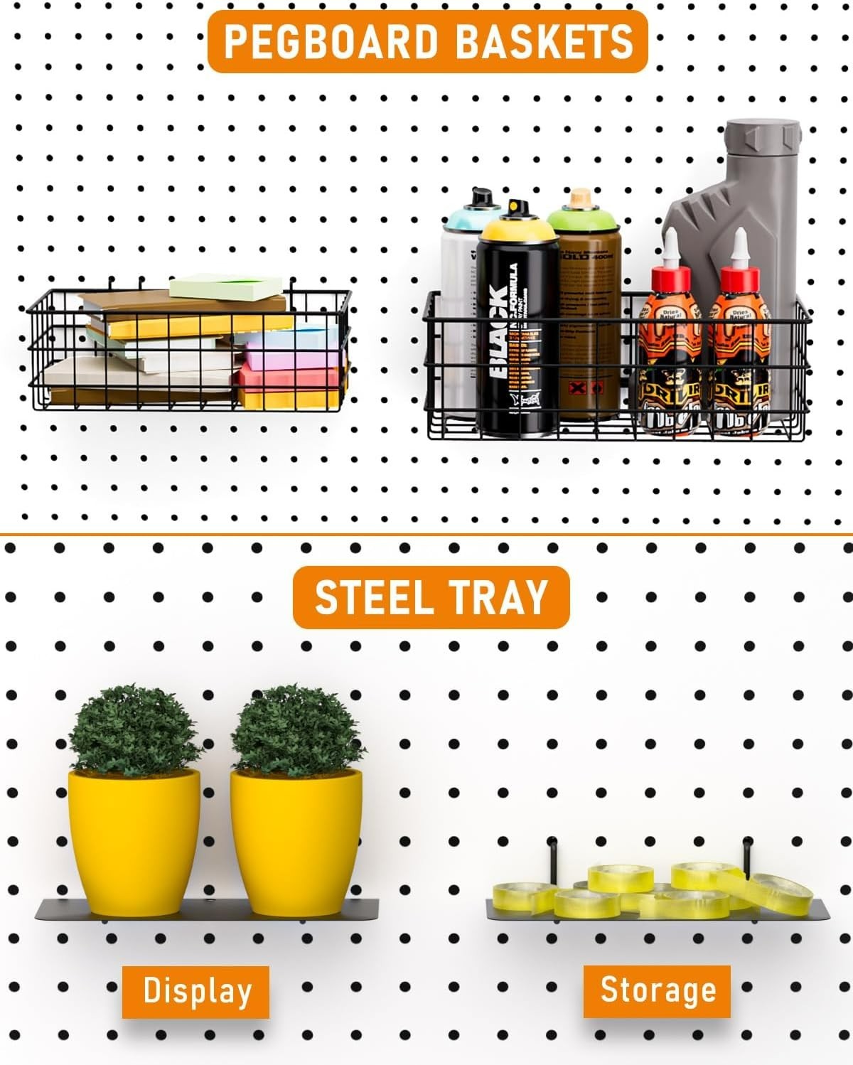 30PCS Peg Board Organizer Accessories Kit, Pegboard Hooks Assortment
