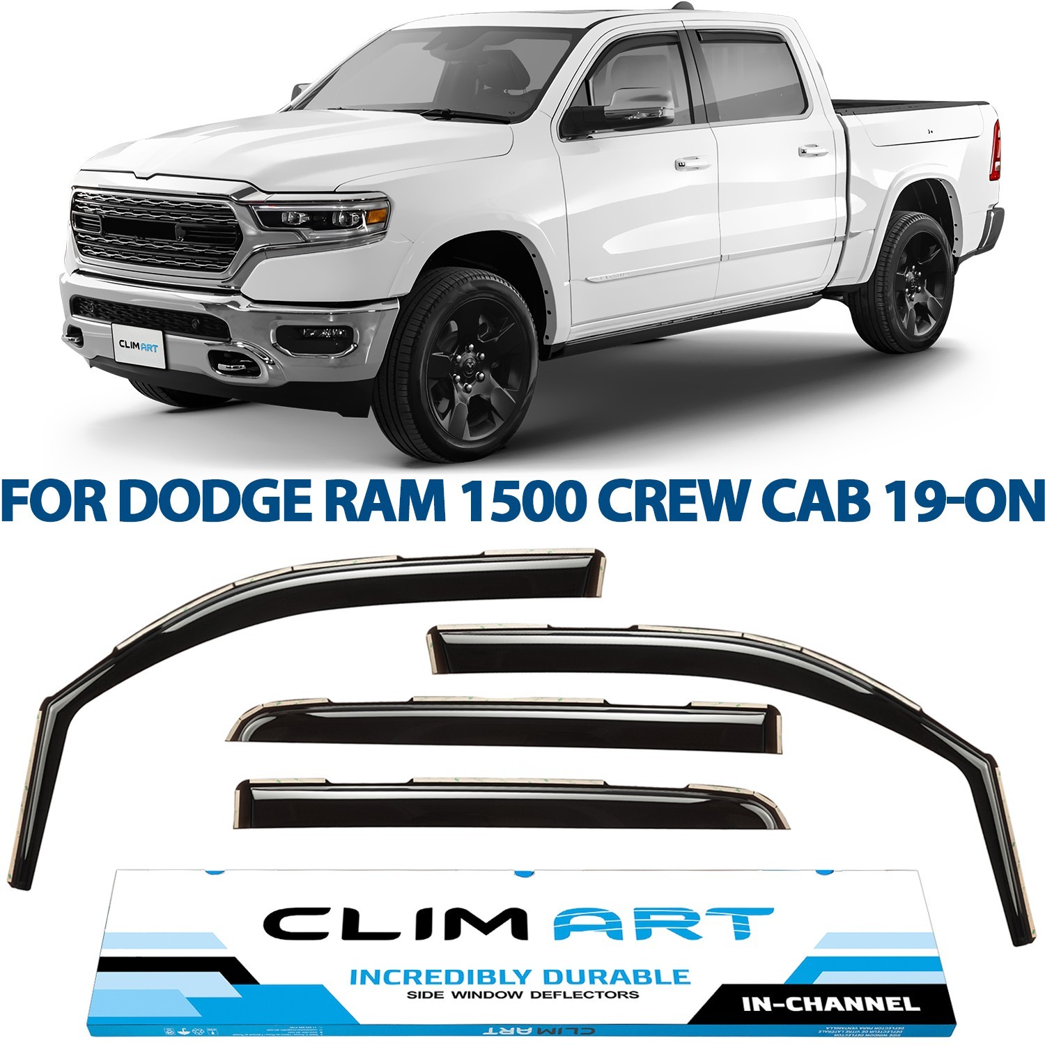 Side Window Deflectors Rain Guards for 2019-2026 Dodge RAM 1500 Crew Cab