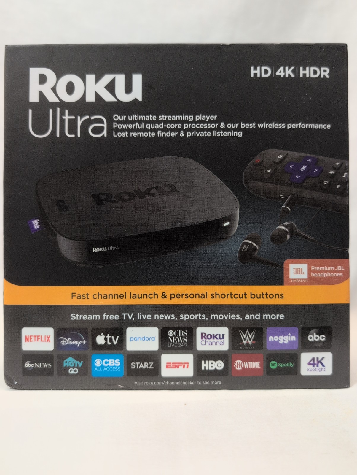 Roku Ultra 4K HDR Streaming Player - Remote & Headphones - Black