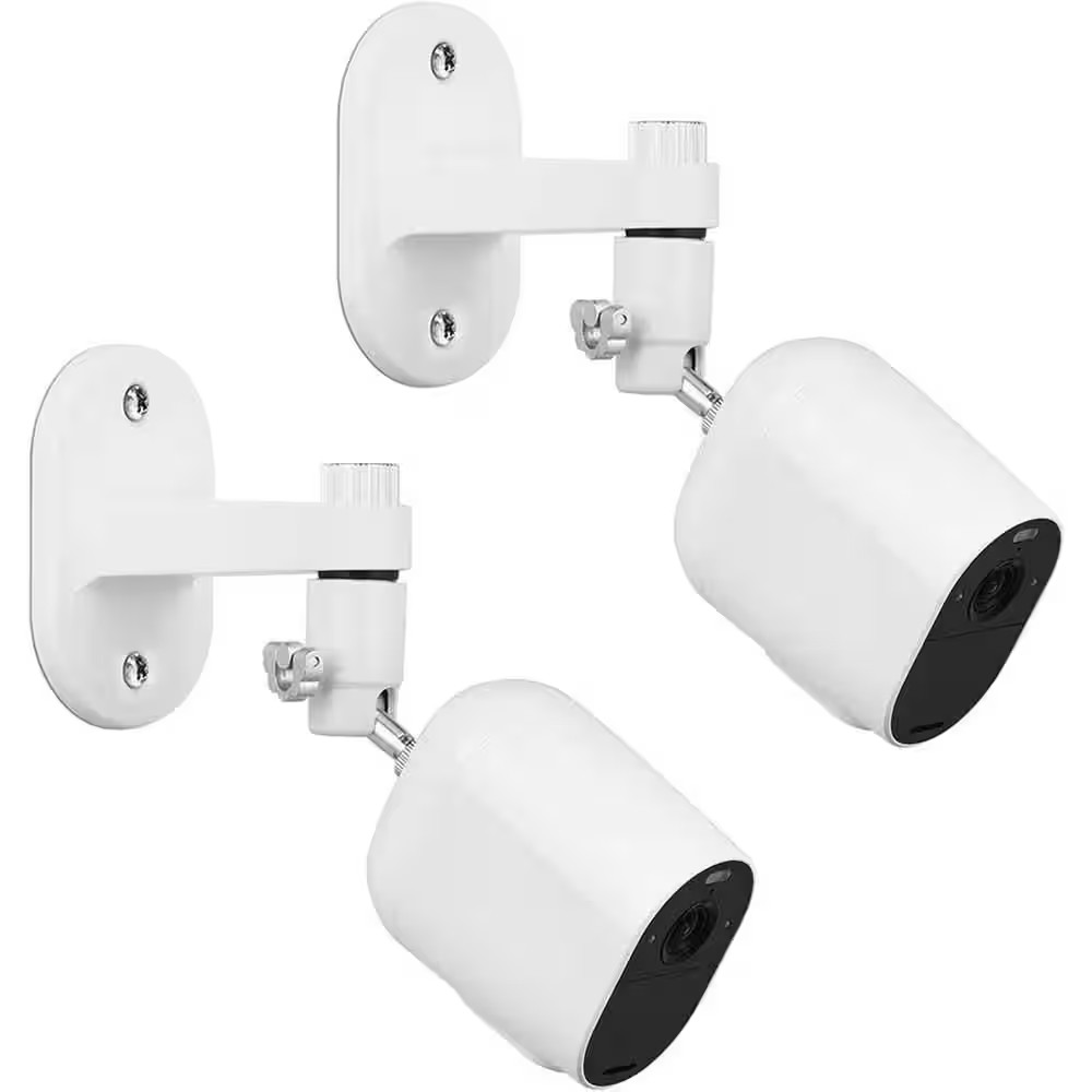 2-Pack Adjustable Wall Mount for Indoor/Outdoor Surveillance Cameras (White)