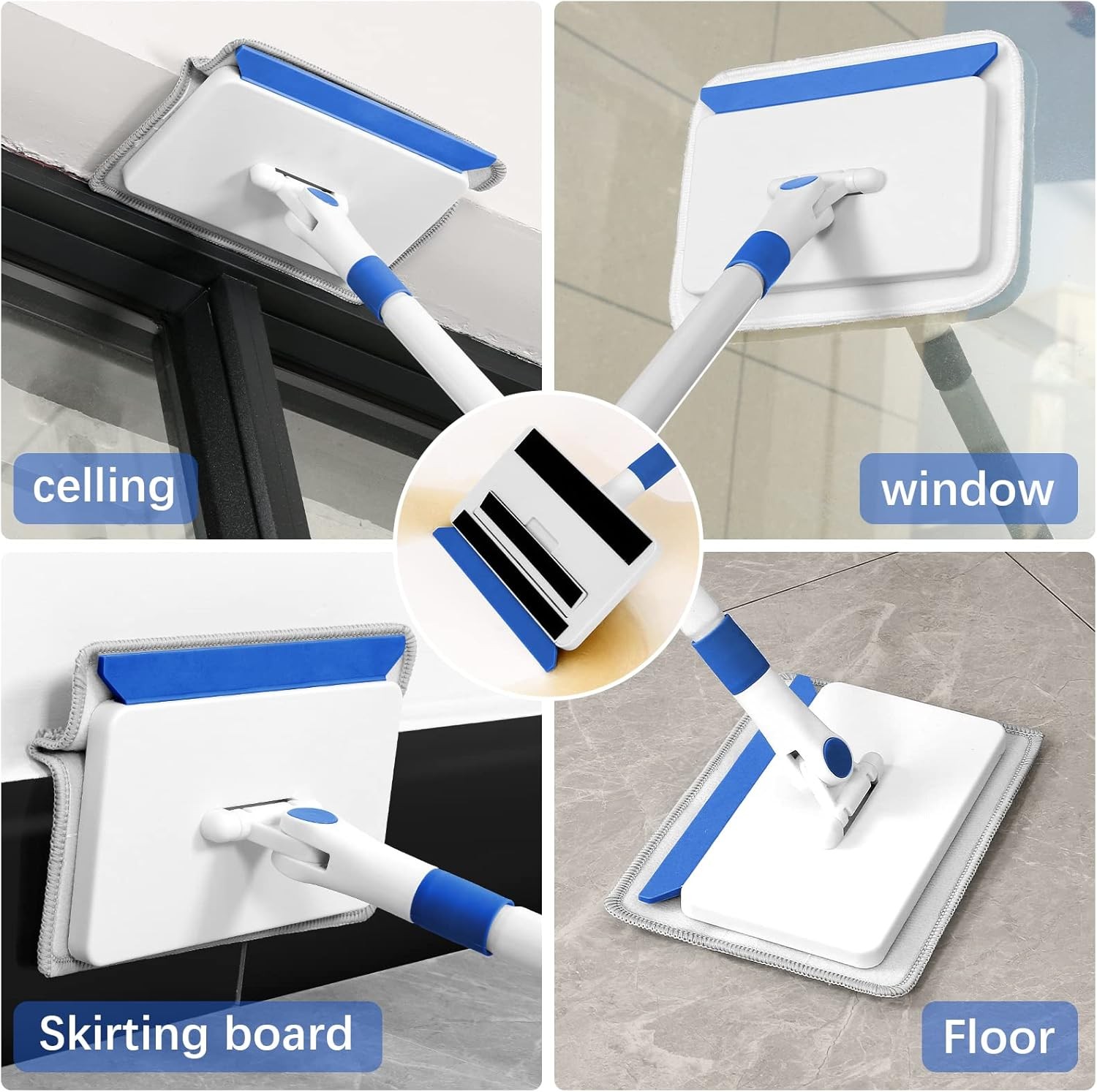 Baseboard Cleaner Tool with Handle, Wall Cleaner with Extendable Long Handle
