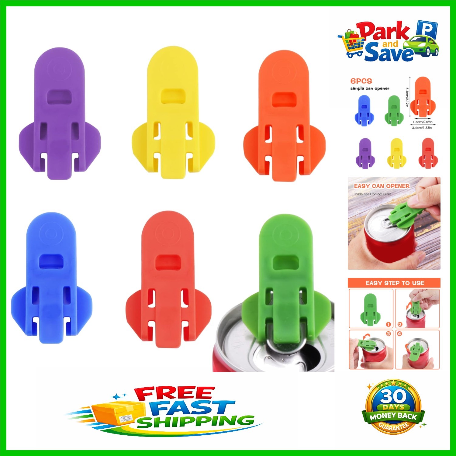 6-Piece Colorful Manual Can Opener Set - Safe and Easy for All Beverages