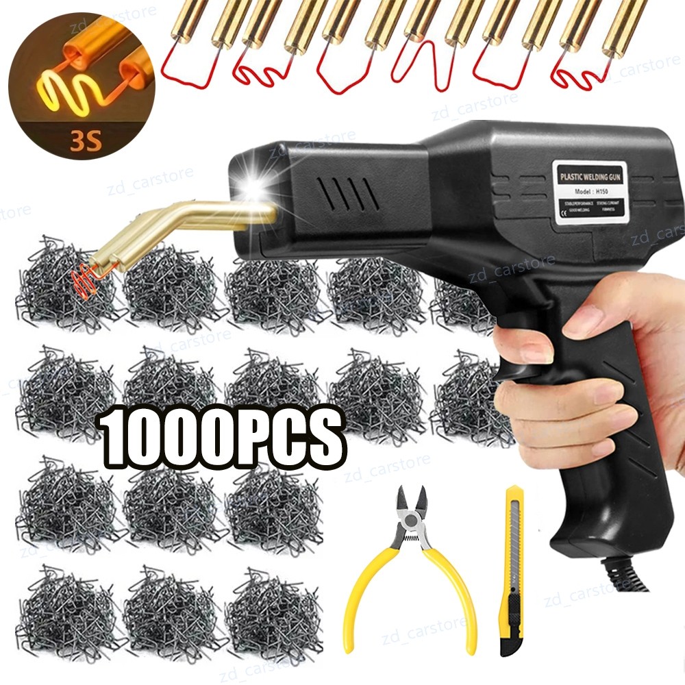 Hot Stapler Car Bumper Fender Fairing Welder Gun Plastic Repair Kit 1000 Staples