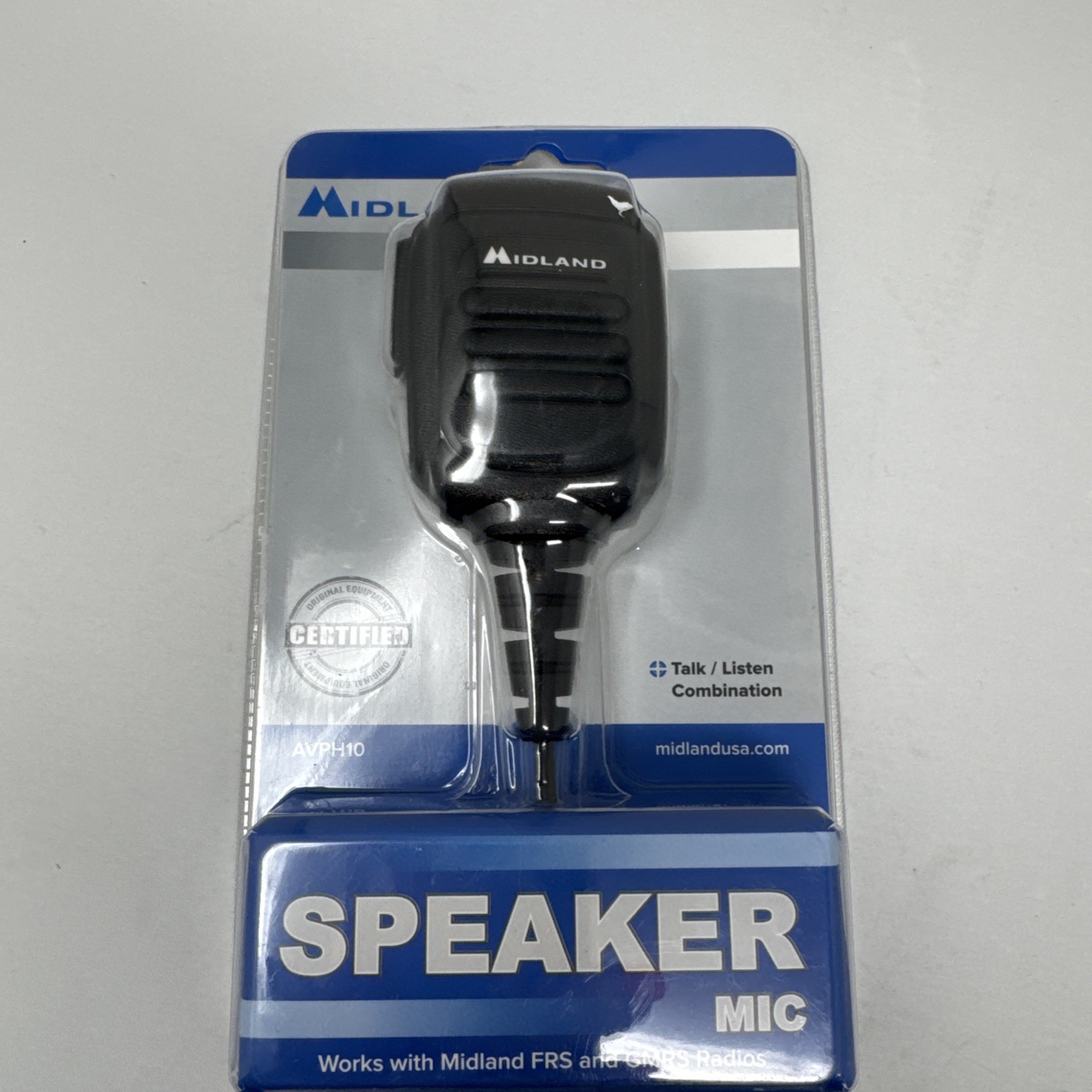 Midland AVPH10 Black Speaker Mic w/Push to Talk Listen works w/FRS GMRS Radios