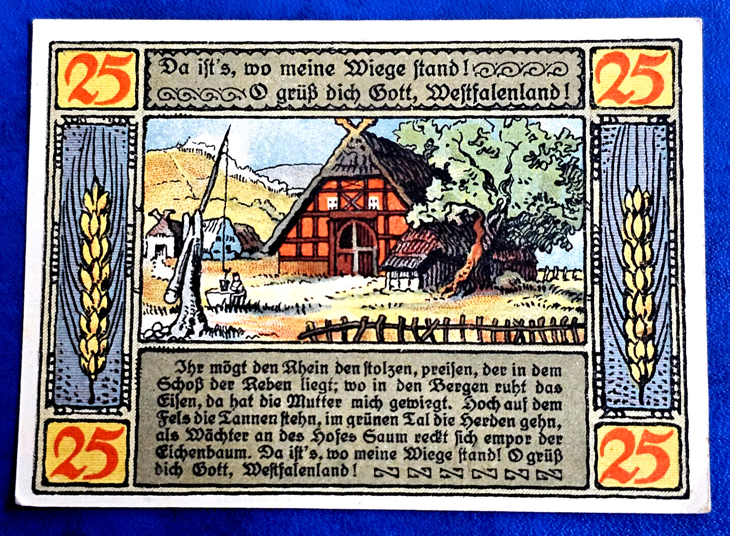 LÜBBECKE NOTGELD 25 PFENNIG 1921 EMERGENCY MONEY GERMANY BANKNOTE (32564)