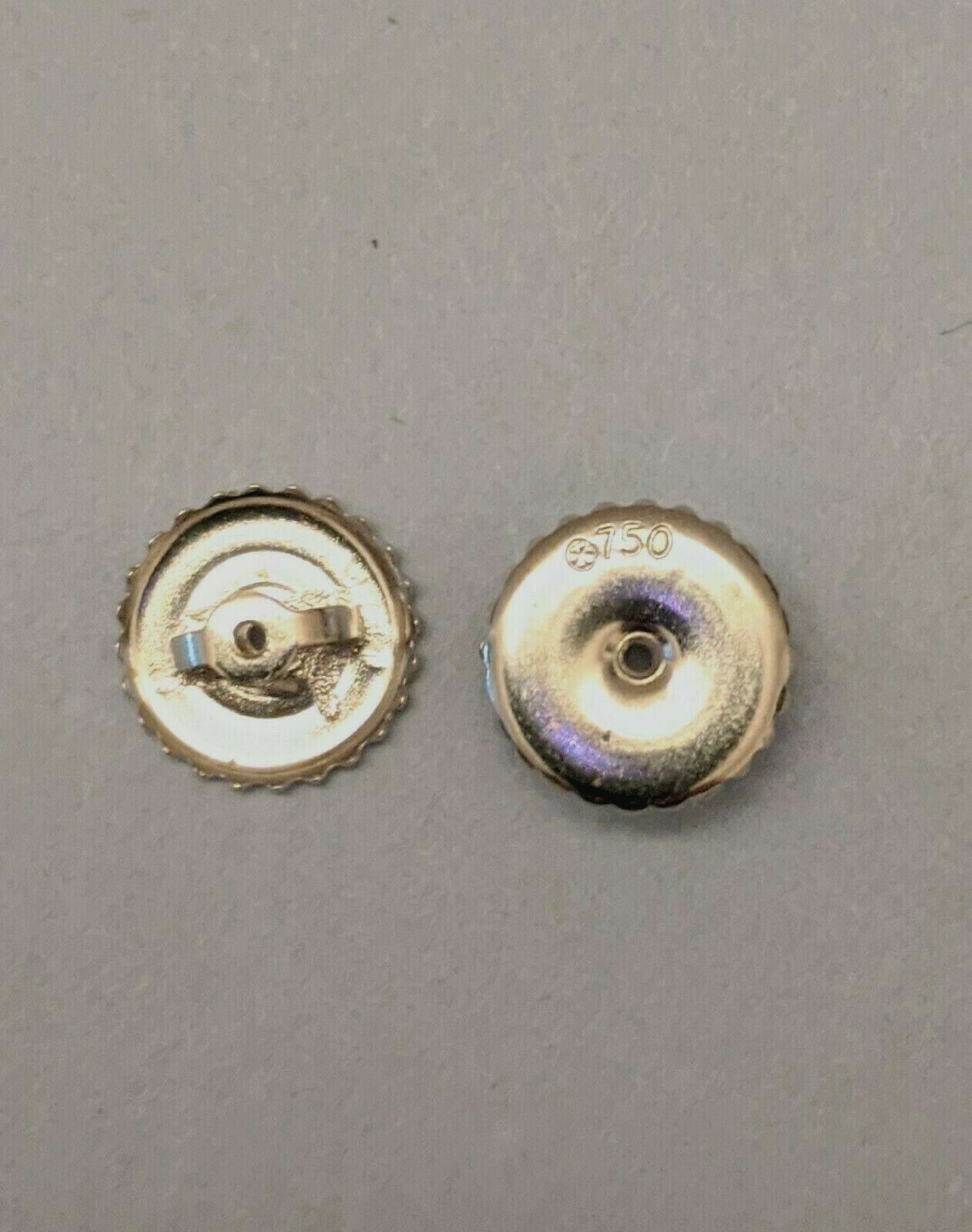 Real 18k White Solid Gold Pair (2 pieces) Screw Back for Treaded Earrings Post