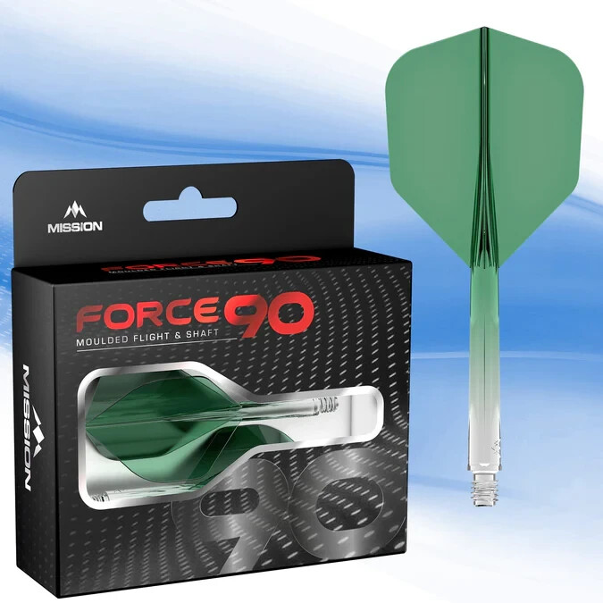 GRADIENT GREEN MEDIUM NO6 MISSION FORCE 90  1 PIECE MOLDED SHAFT & FLIGHT
