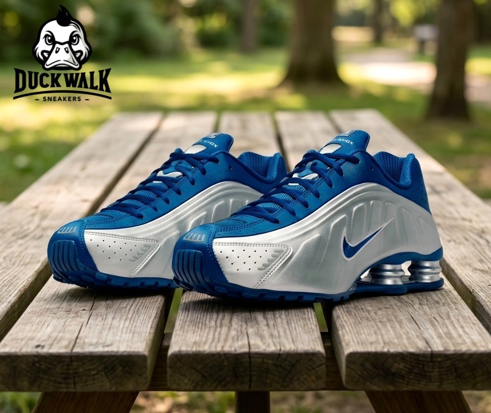 Nike Shox R4 Shoes Court Blue Metallic Silver IQ9391-476 Men's Sizes NEW