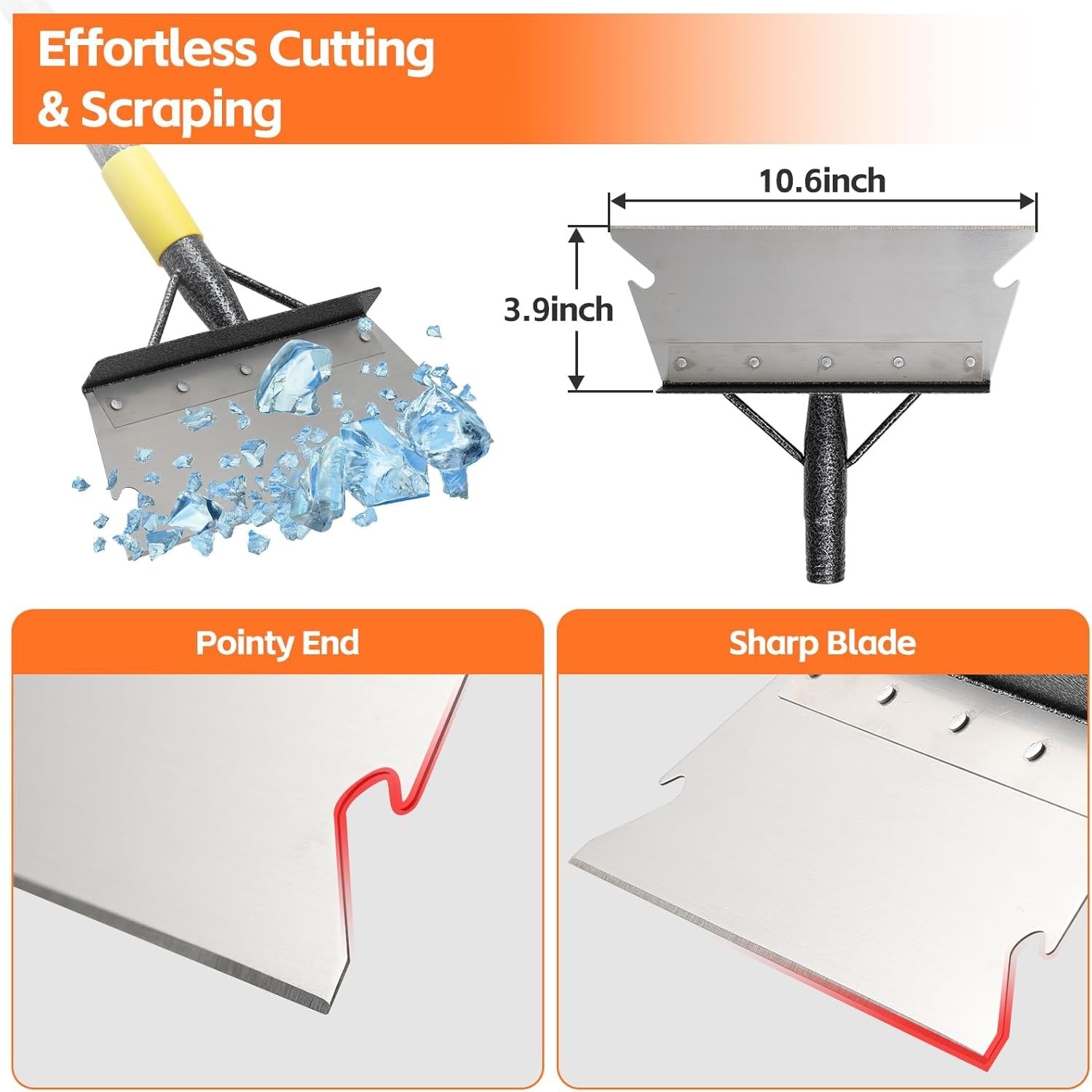 Ice Scraper Long Handle - Snow Removal Tool,Multifunctional Garden Cleaning F...