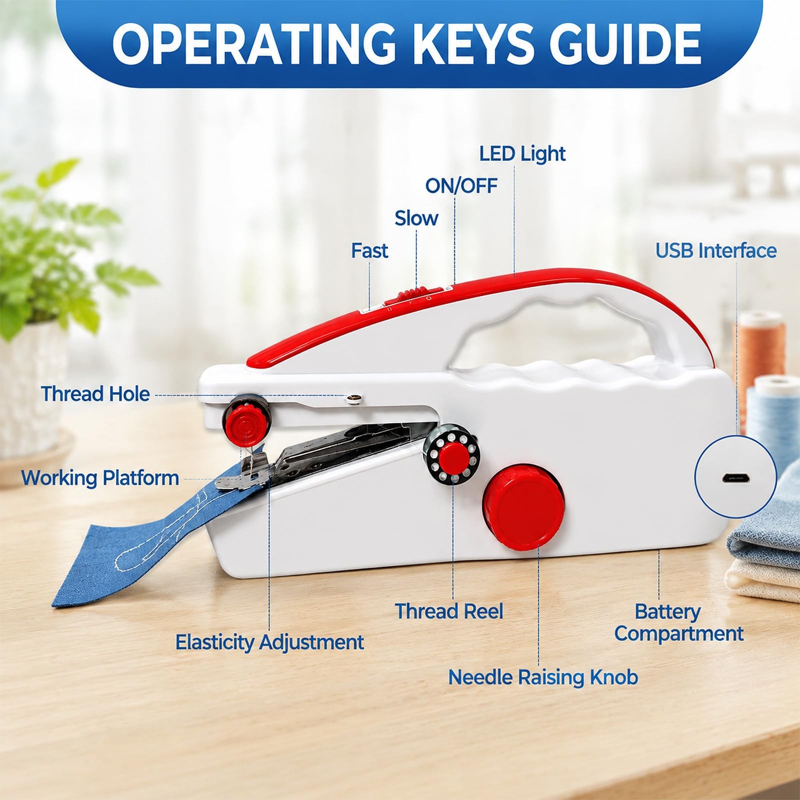Portable Handheld Sewing Machine, Mini Sewing Machine for Beginners