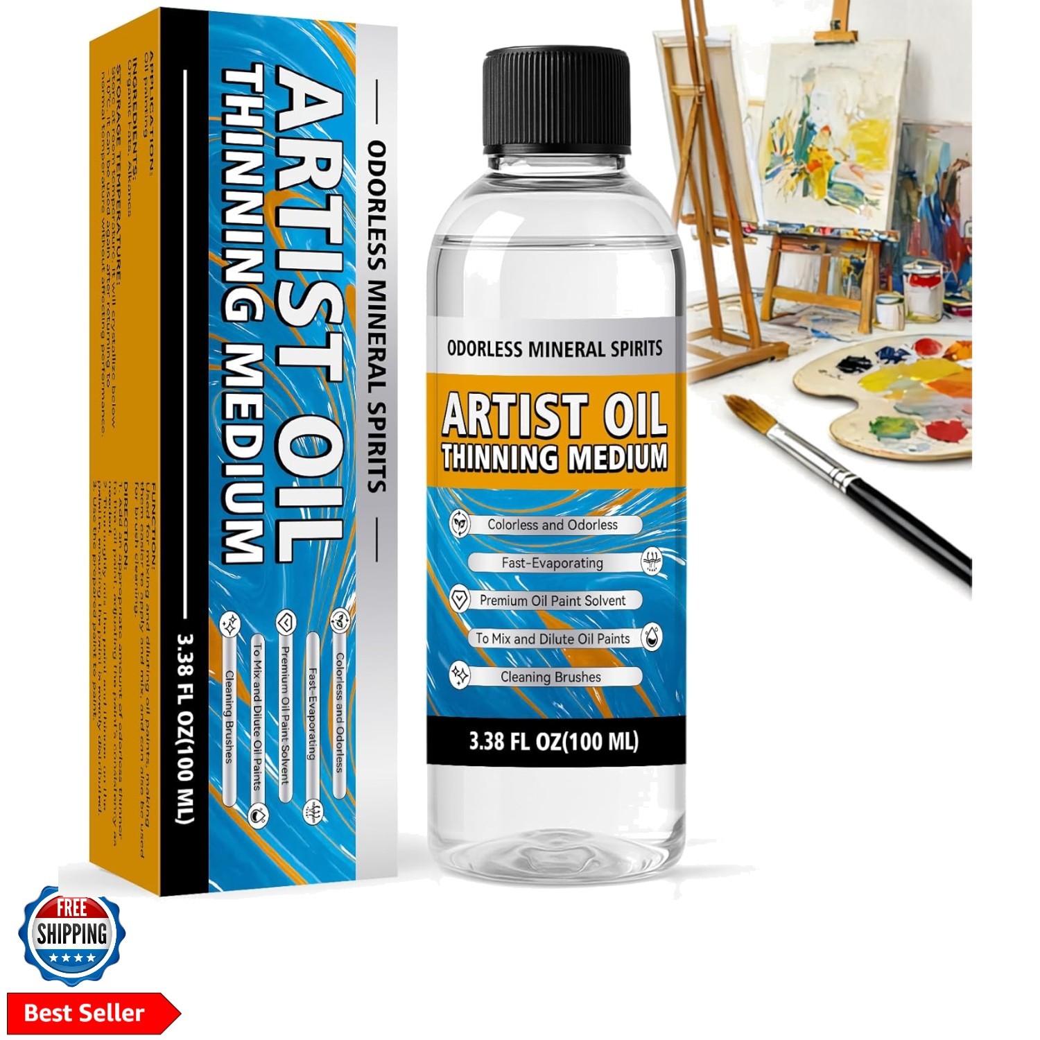 Odorless Mineral Spirits 100ml, Odorless Paint Thinner for Oil Based Paint,  ...