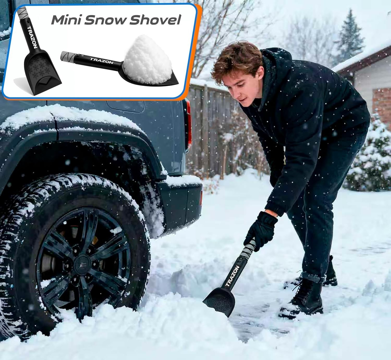 Compact 42.4" Snow Brush & Ice Scraper with Detachable Handle - Cars & SUVs
