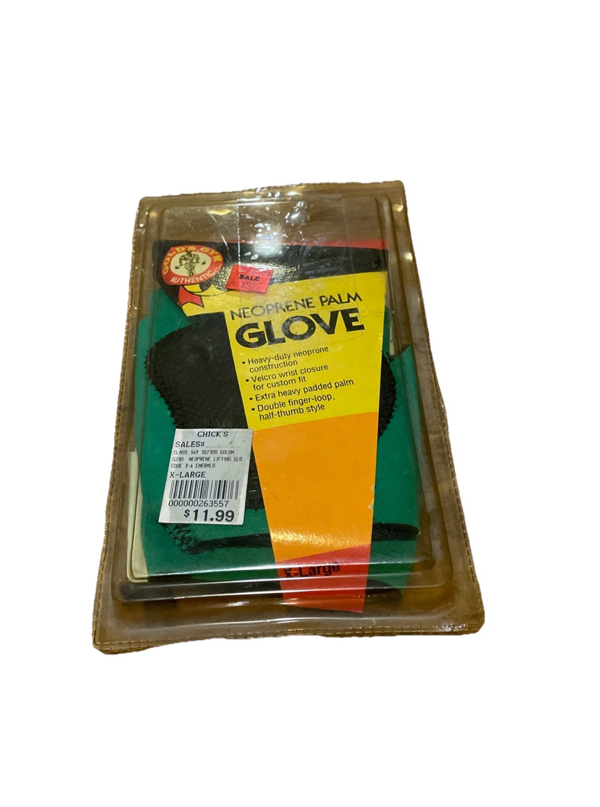Vintage Gold’s Gym Weightlifting Gloves Neoprene Palm Gloves Size XL Green NOS