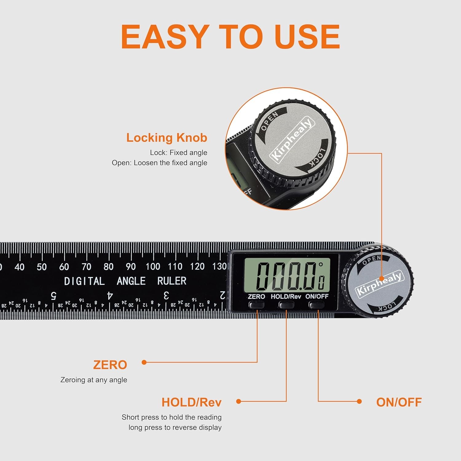 Digital Angle Finder Protractor, 7inch 200mm Angle Gauge Professional Measuring