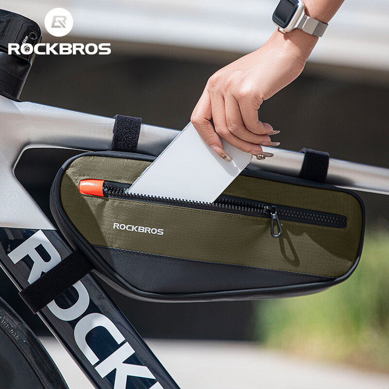 ROCKBROS Bicycle Frame Bag Small Triangle Tube Bag Reflective 1.7L Waterproof