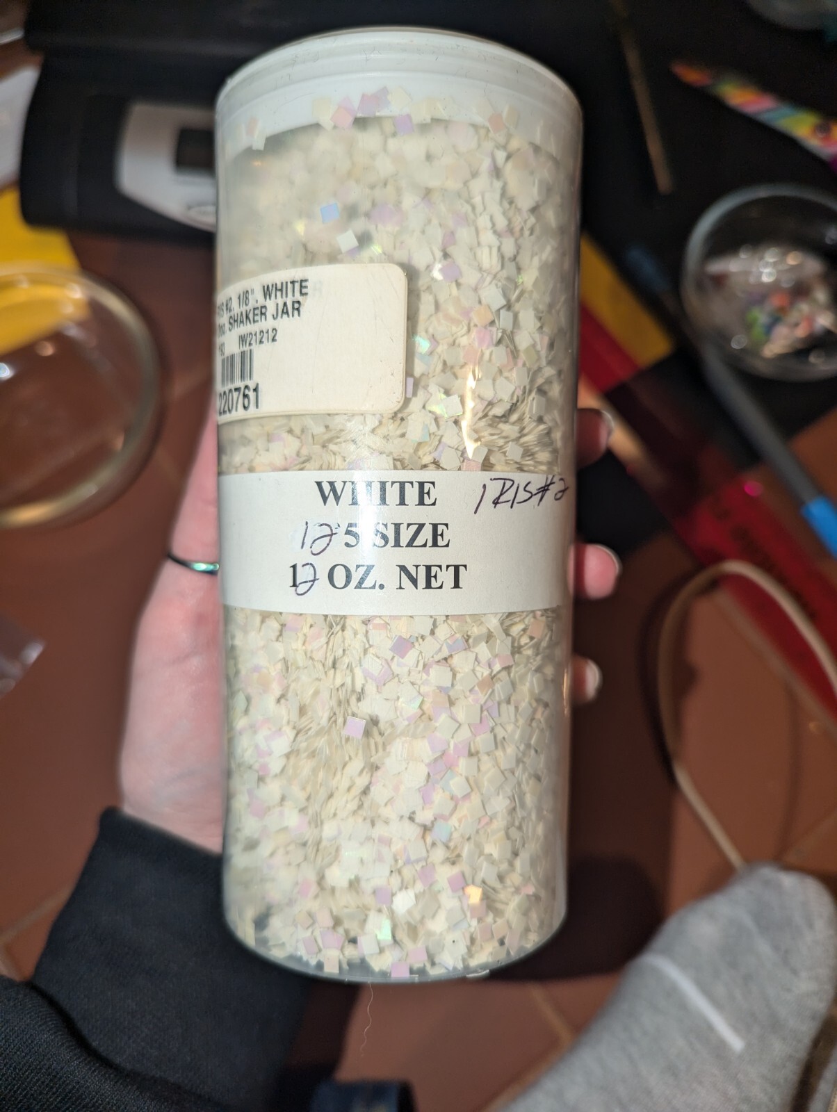 12 Oz Vintage Iris #2 1/8" White Shaker Jar Glitter
