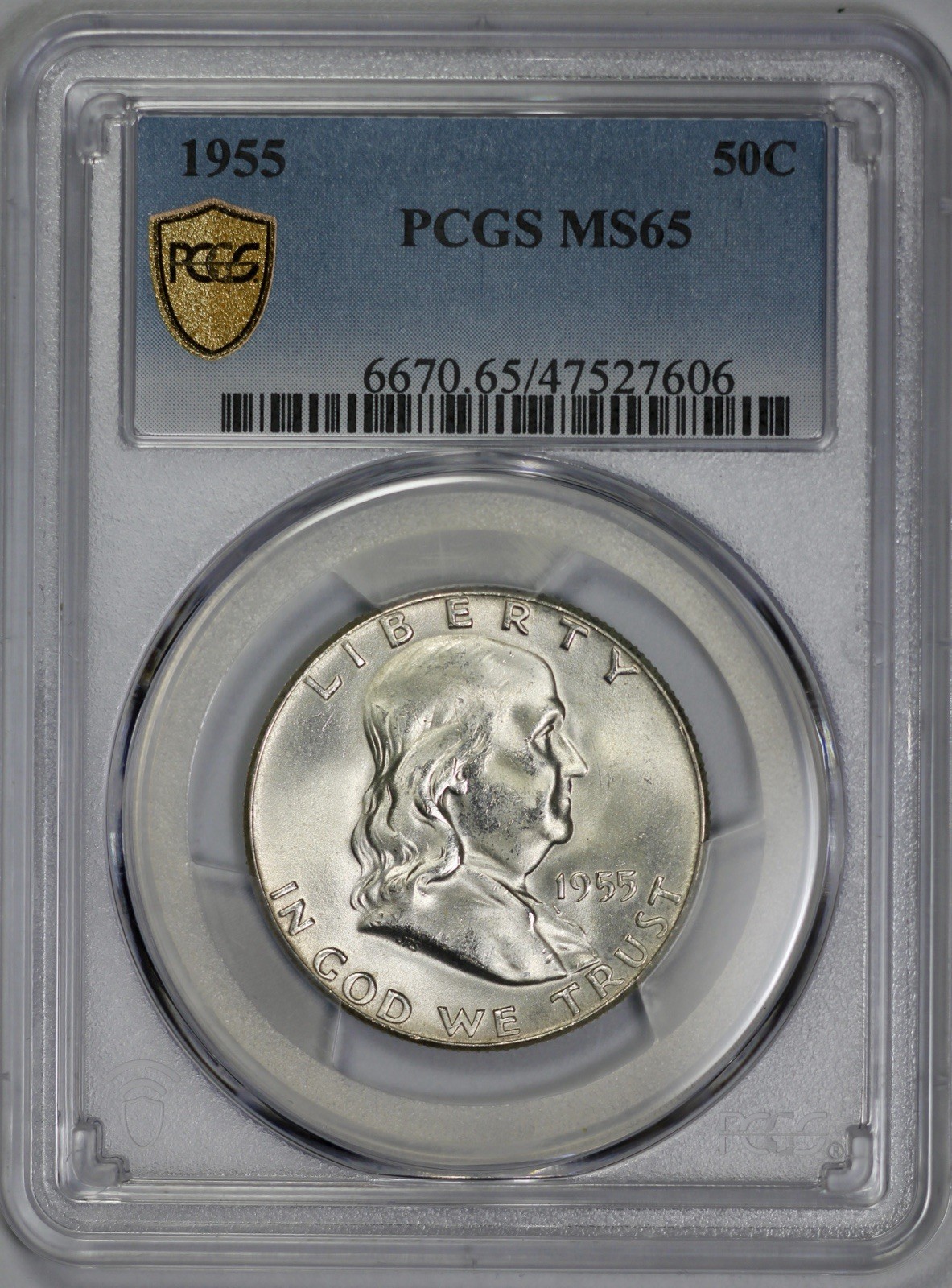 1955 Franklin 50c Silver Half Dollar PCGS MS 65