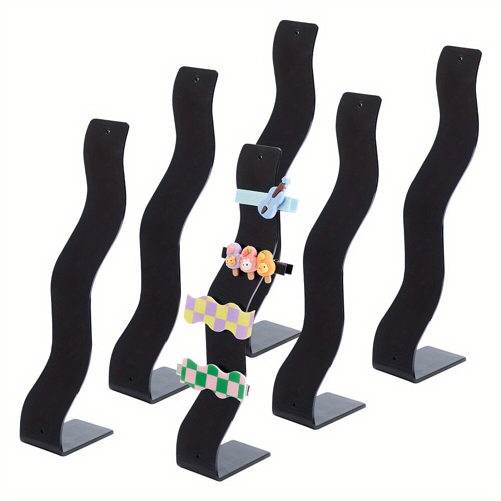 6pcs L shape Hair Clip Display Stand Waved Acrylic Hairpin Barrette Stand