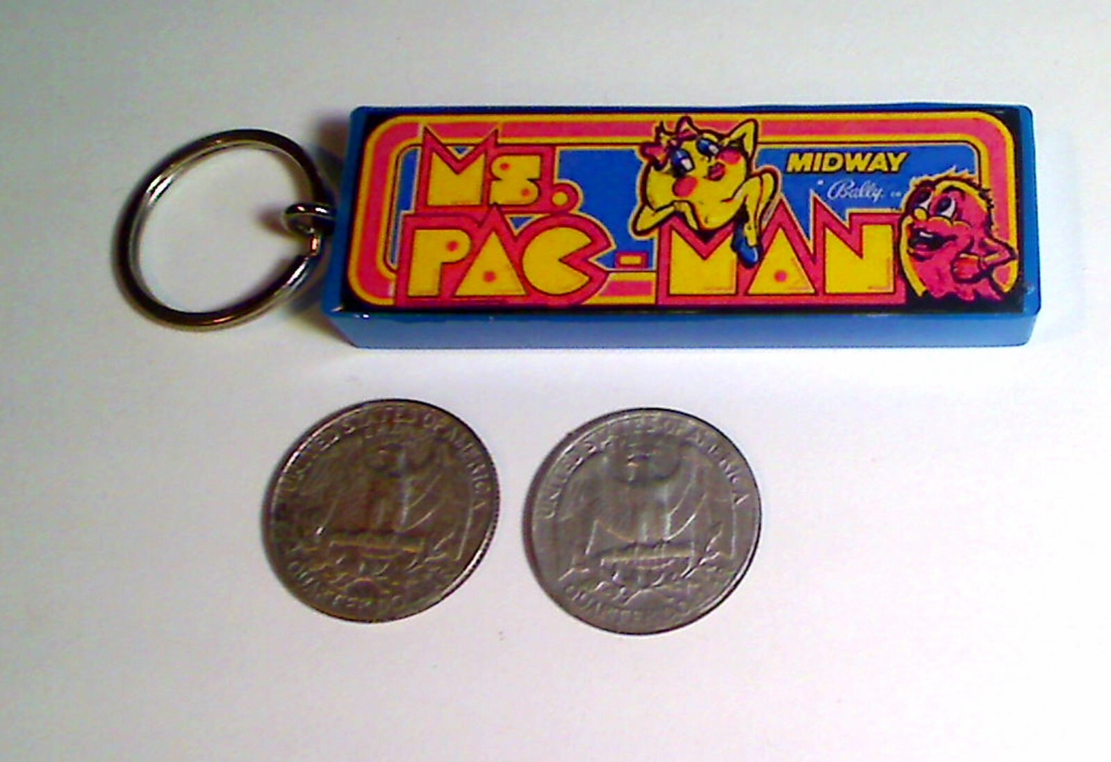 Ms.Pac-Man Arcade Marquee Coin Door accessory Keychain