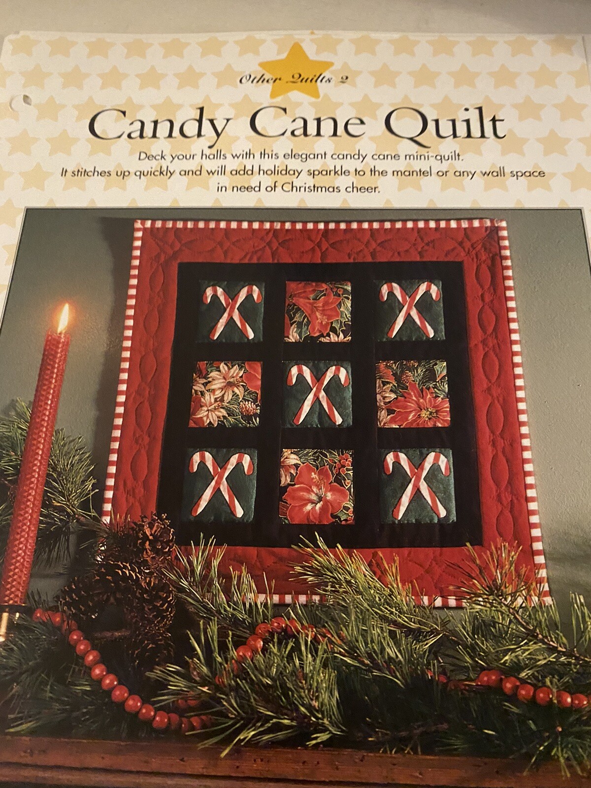 Candy Cane Wall Quilt Pattern & Candy Cane Quilted Holiday Ornaments Pattern