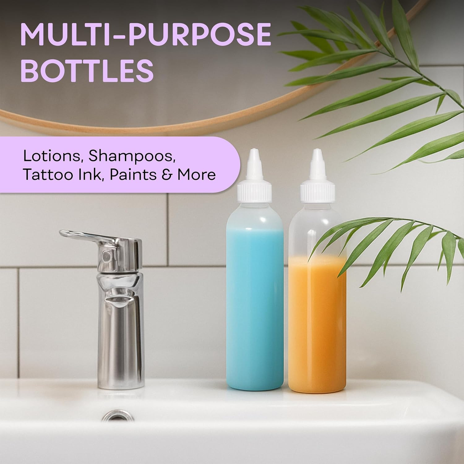 Twist Top Applicator Bottles, Clear 8 OZ BPA-Free Plastic, Empty, Squeeze, Refil