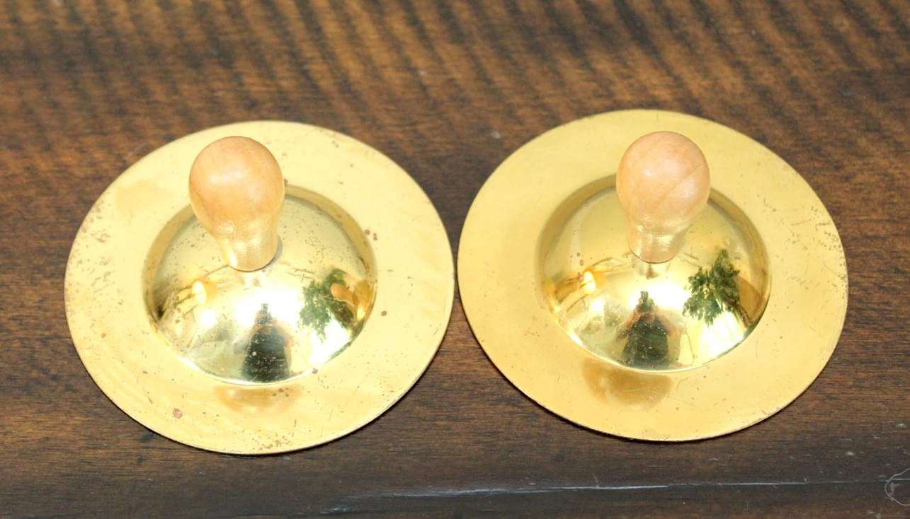 Vintage FINGER CYMBALS Set of 2 Mini Brass Musical Instrument 3.5" Lot