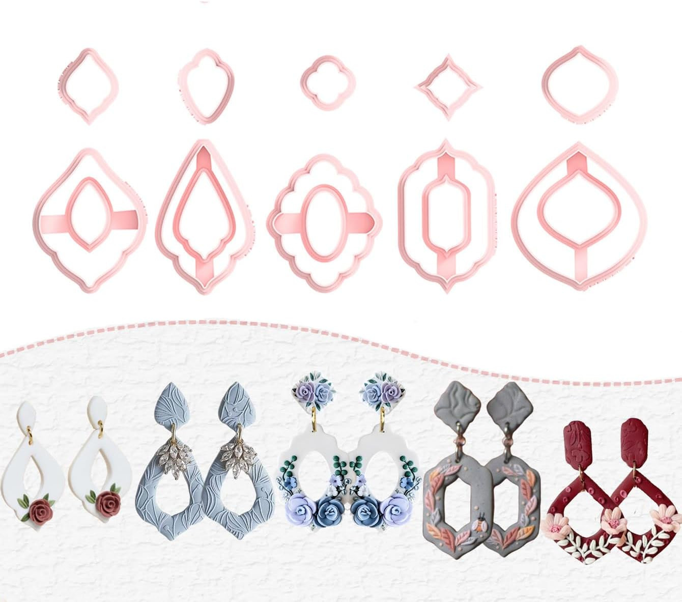 Polymer Clay Cutters for Earrings, 10 Shapes Clay Studs Earrings Cutters