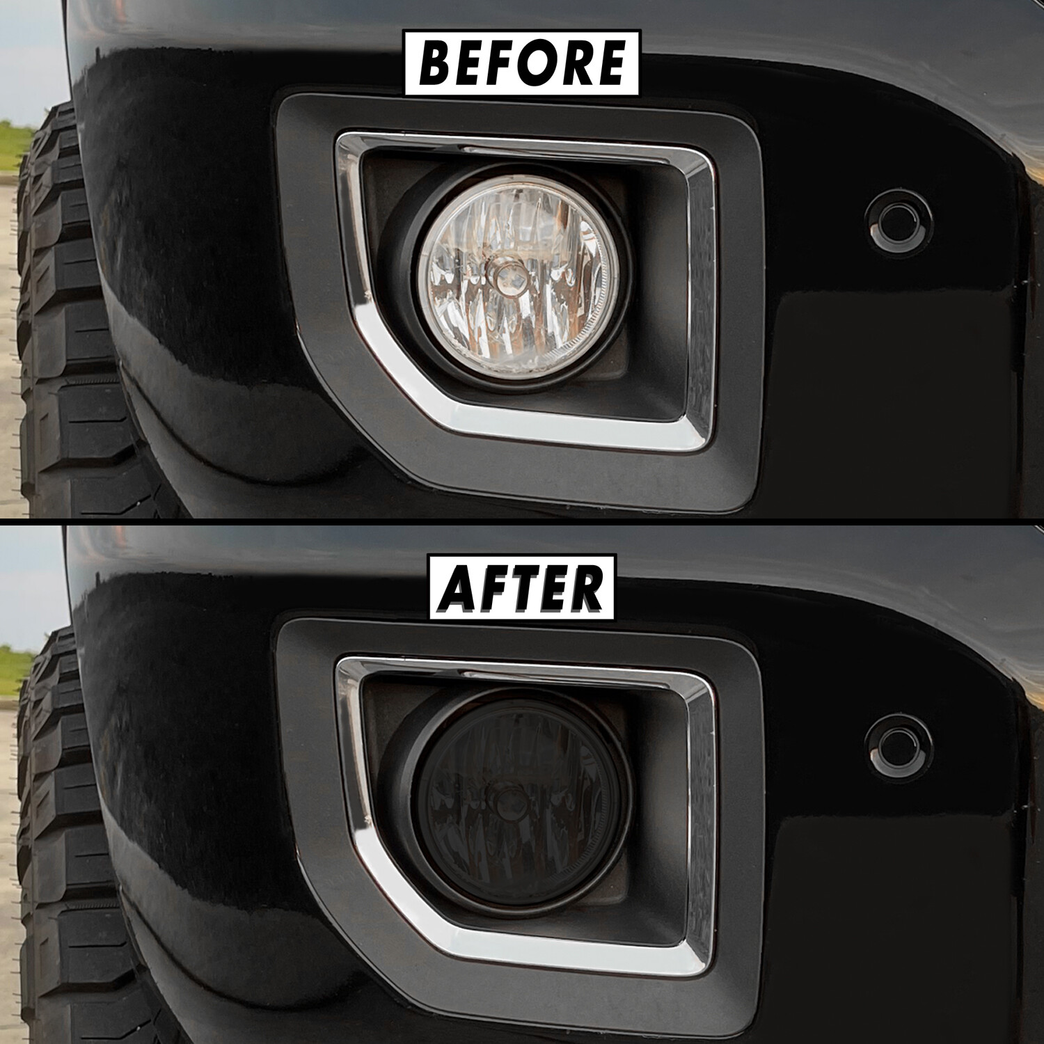 FOR 14-15 GMC Sierra 1500 Fog Light SMOKE Precut Vinyl Tint Overlays