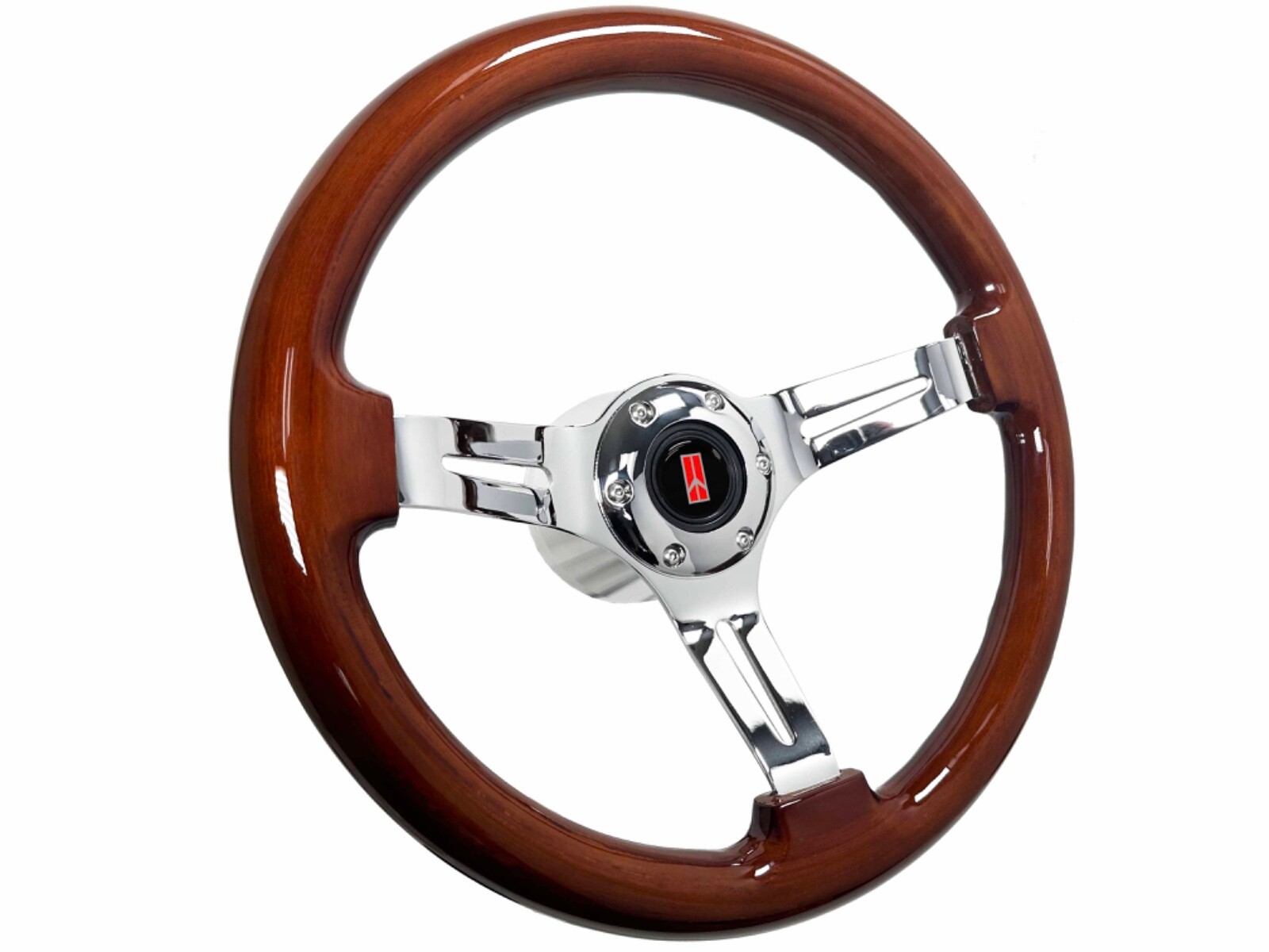1969-94 Oldsmobile 14" Sport Mahogany Wood  6-Bolt Steering Wheel Kit, Rocket II