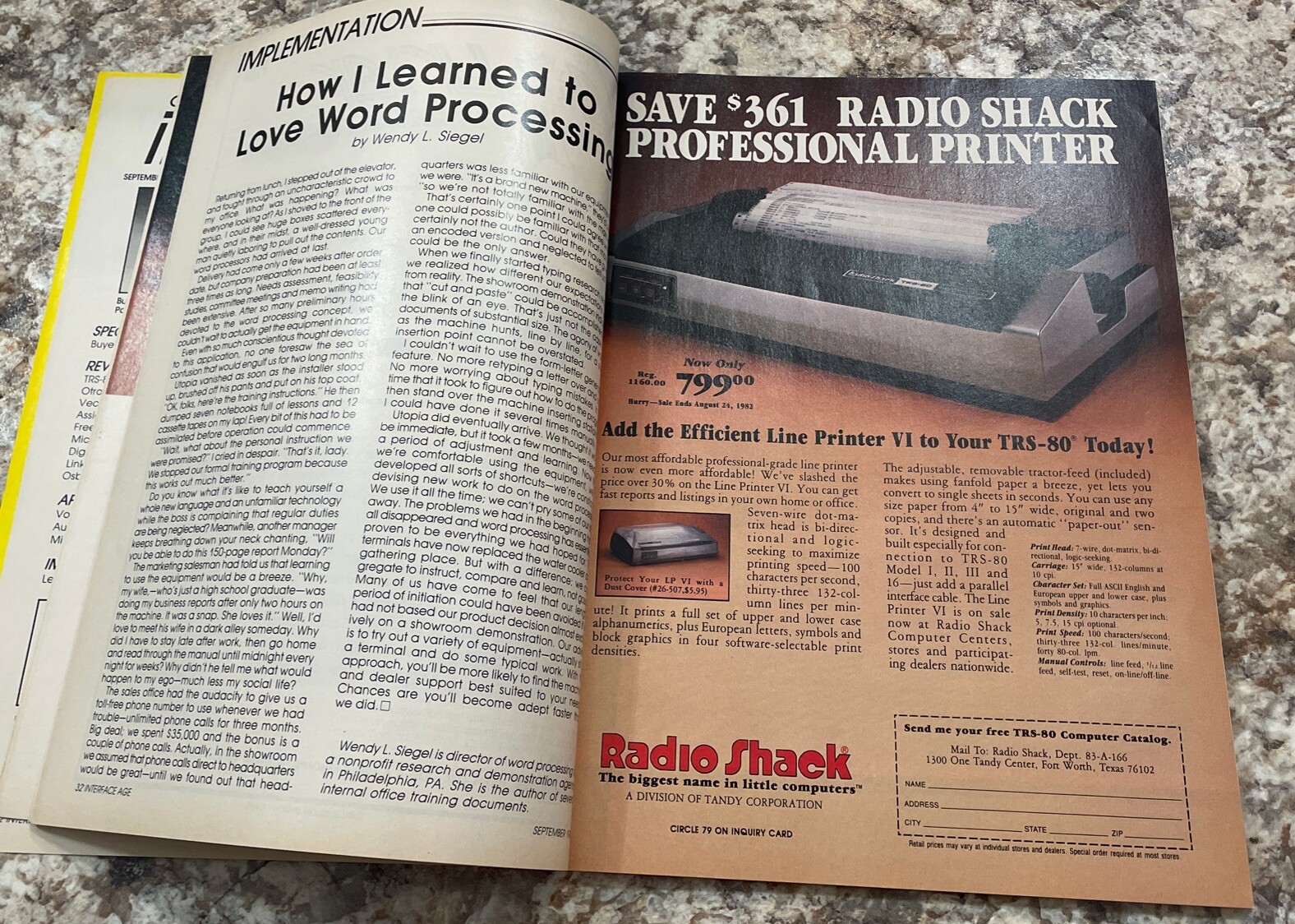 INTERFACE AGE MAGAZINE VINTAGE SEP 1982