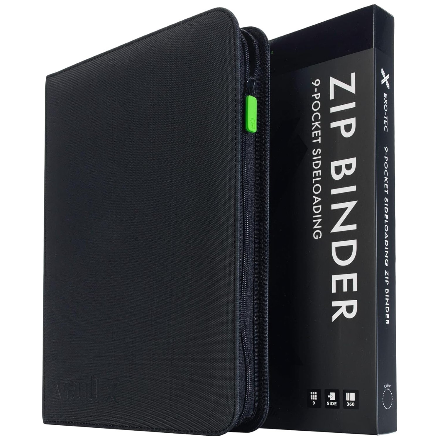 Black Trading Card Zip Binder, 360 Cards - Exo-Tec Material