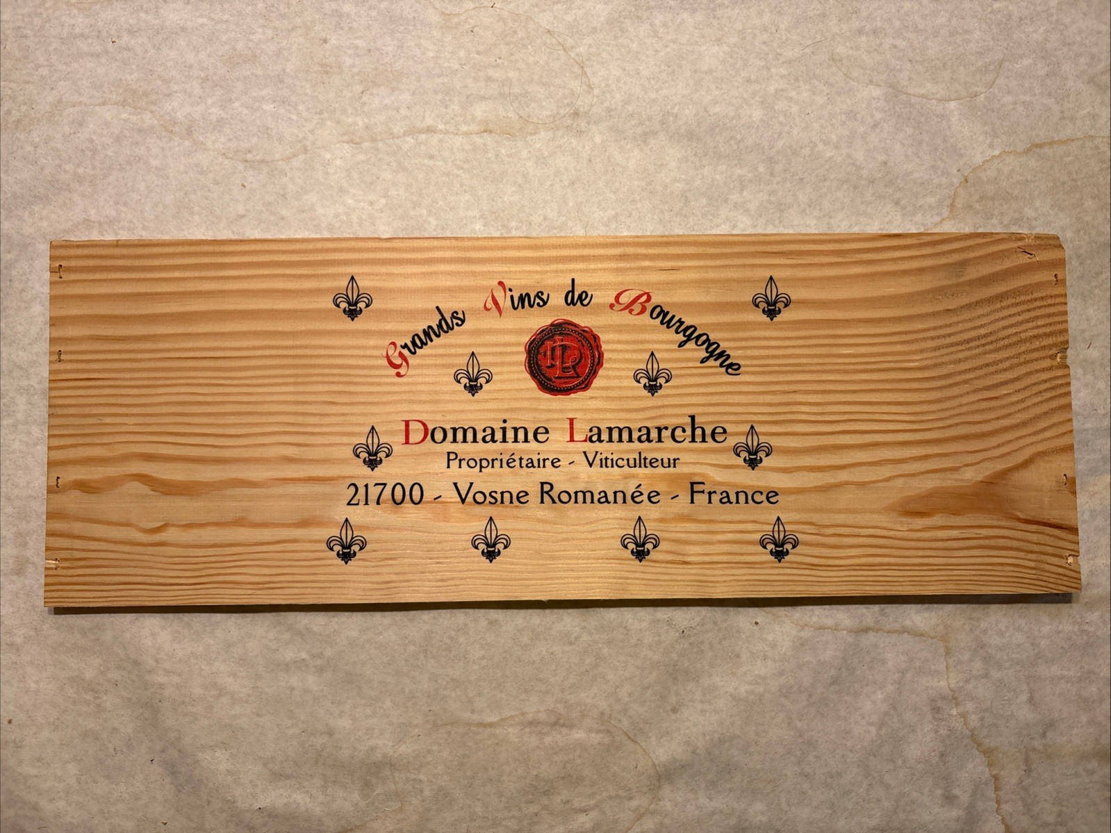 1 Rare Wine Wood Panel Domaine Lamarche France Vintage CRATE BOX SIDE 12/25 b590