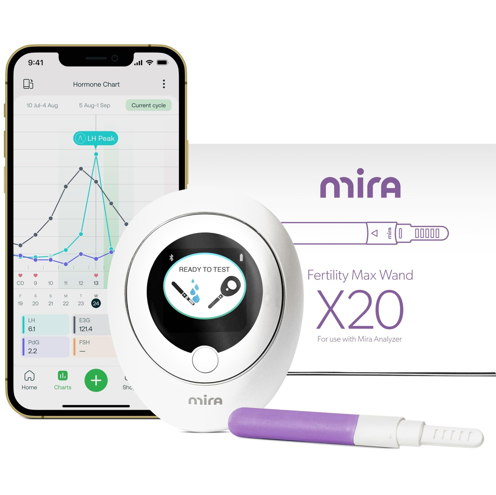 Mira Max Fertility Monitor & Ovulation Test Kit for Women, At-Home Hormone Tr...