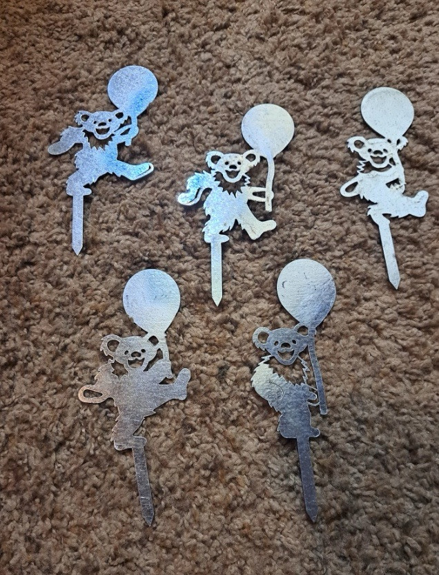 5 Grateful Dead Dancing Bears Herb Garden Stakes Set