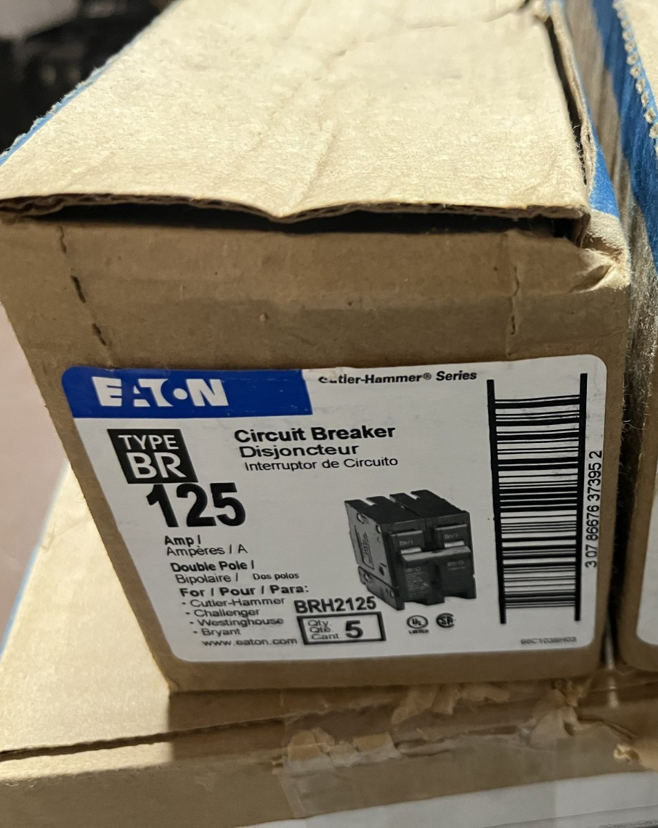 NEW BOX OF 5 Eaton Cutler-Hammer BRH2125 125 Amp 2-Pole Circuit Breaker Lot of 5