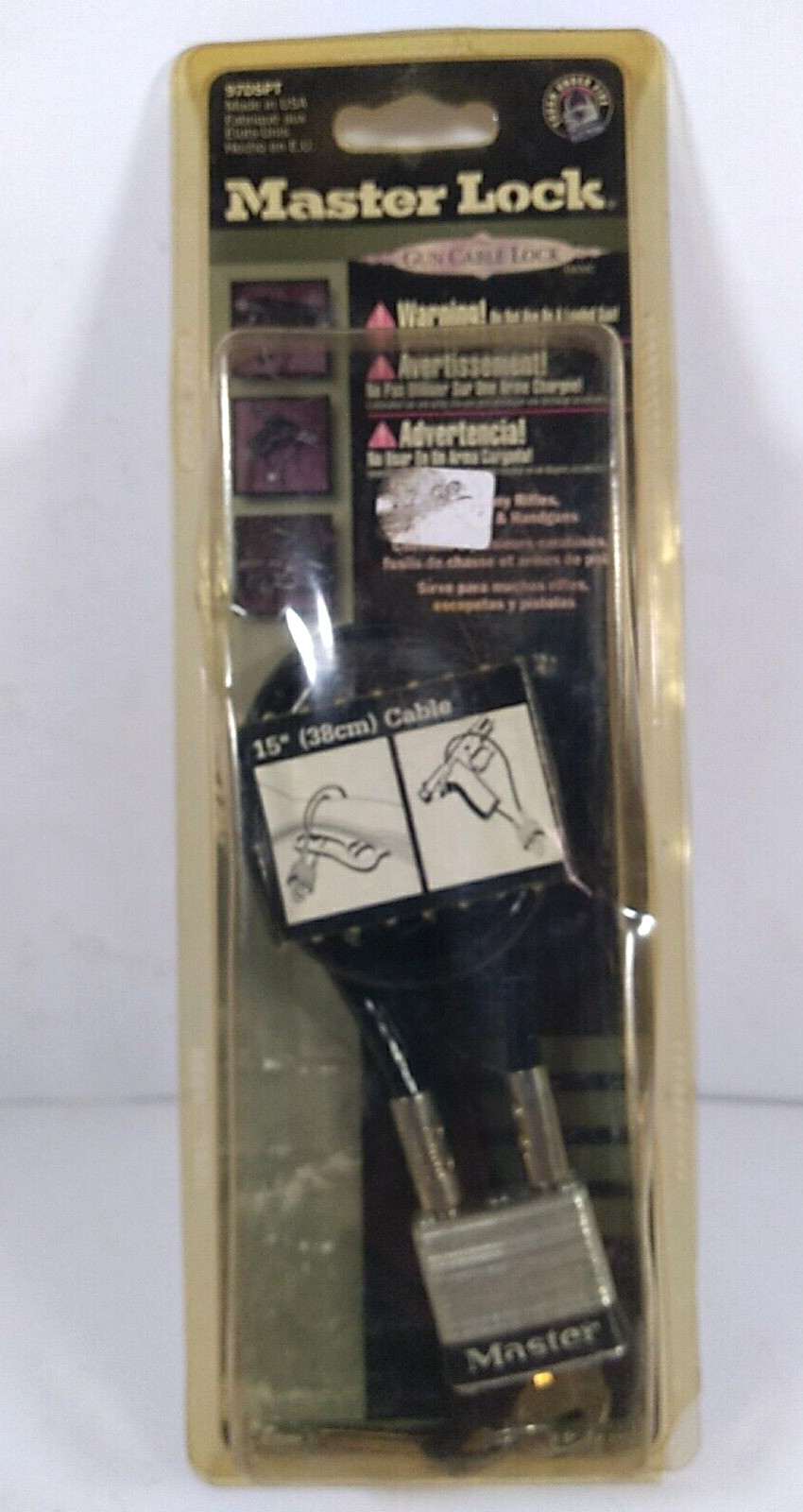 BRAND NEW SEALED MASTER GUN CABLE LOCK 15" FITS MANY RIFLES SHOTGUNS HANDGUNS