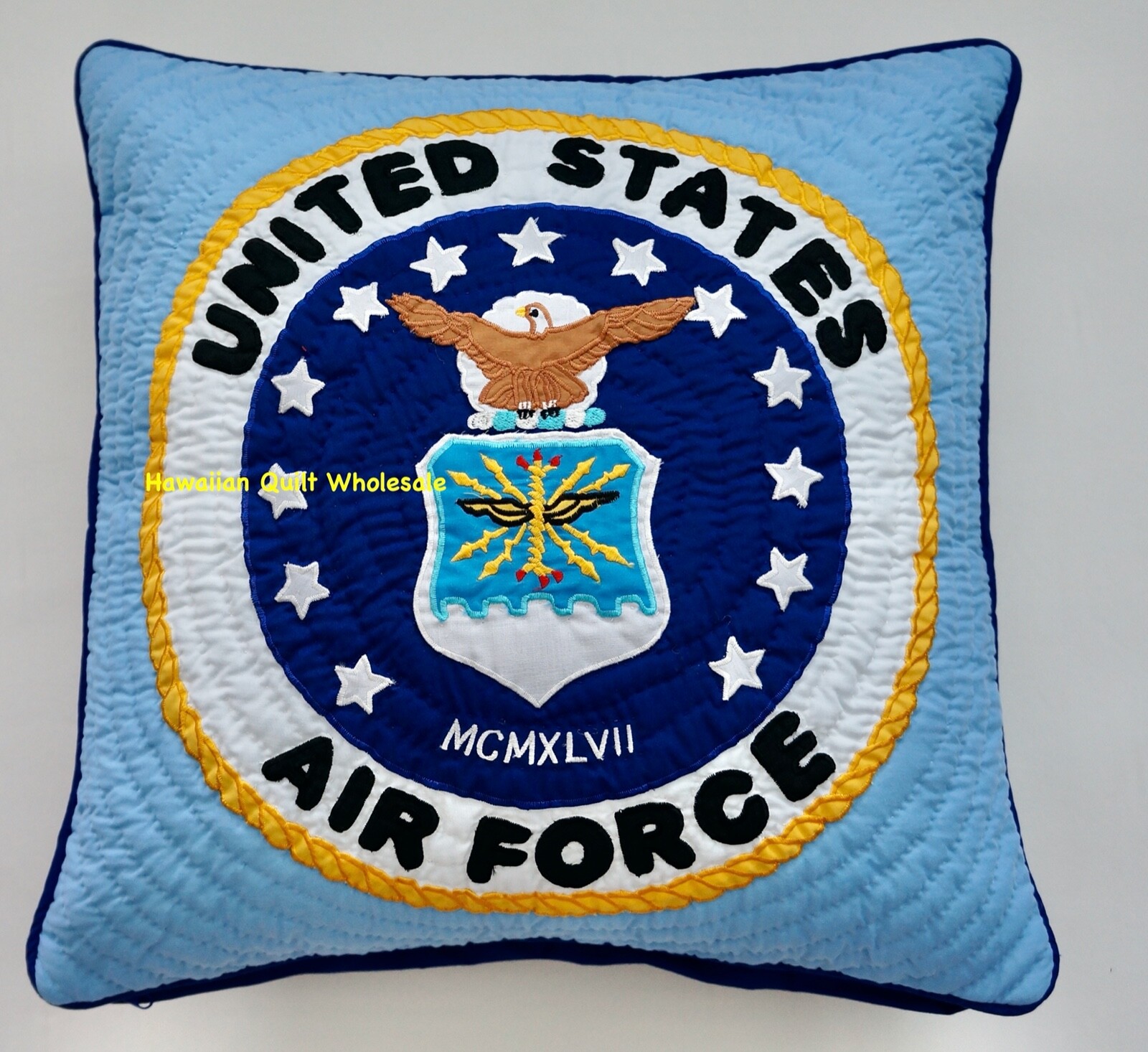 Air Force PILLOW COVER CUSHION hand quilted/machine embroidered