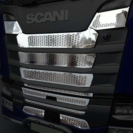 NG SC  - S   SERIE   Front Grill  Chrome   Stainless  STEEL  1 SET.  For  Scania