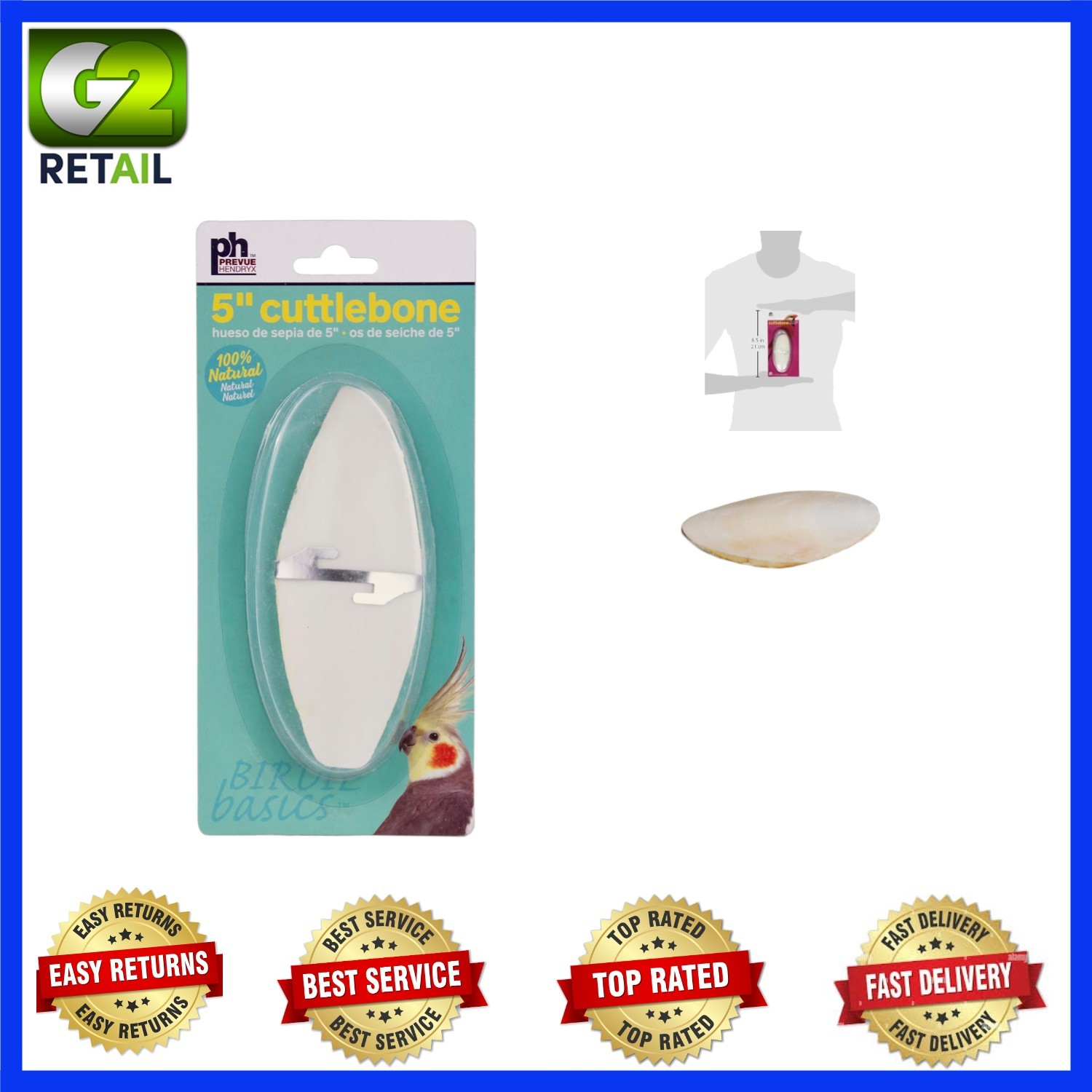 Prevue 5-Inch Bird Cuttlebone - Essential Nutrition & Beak Care for All Birds