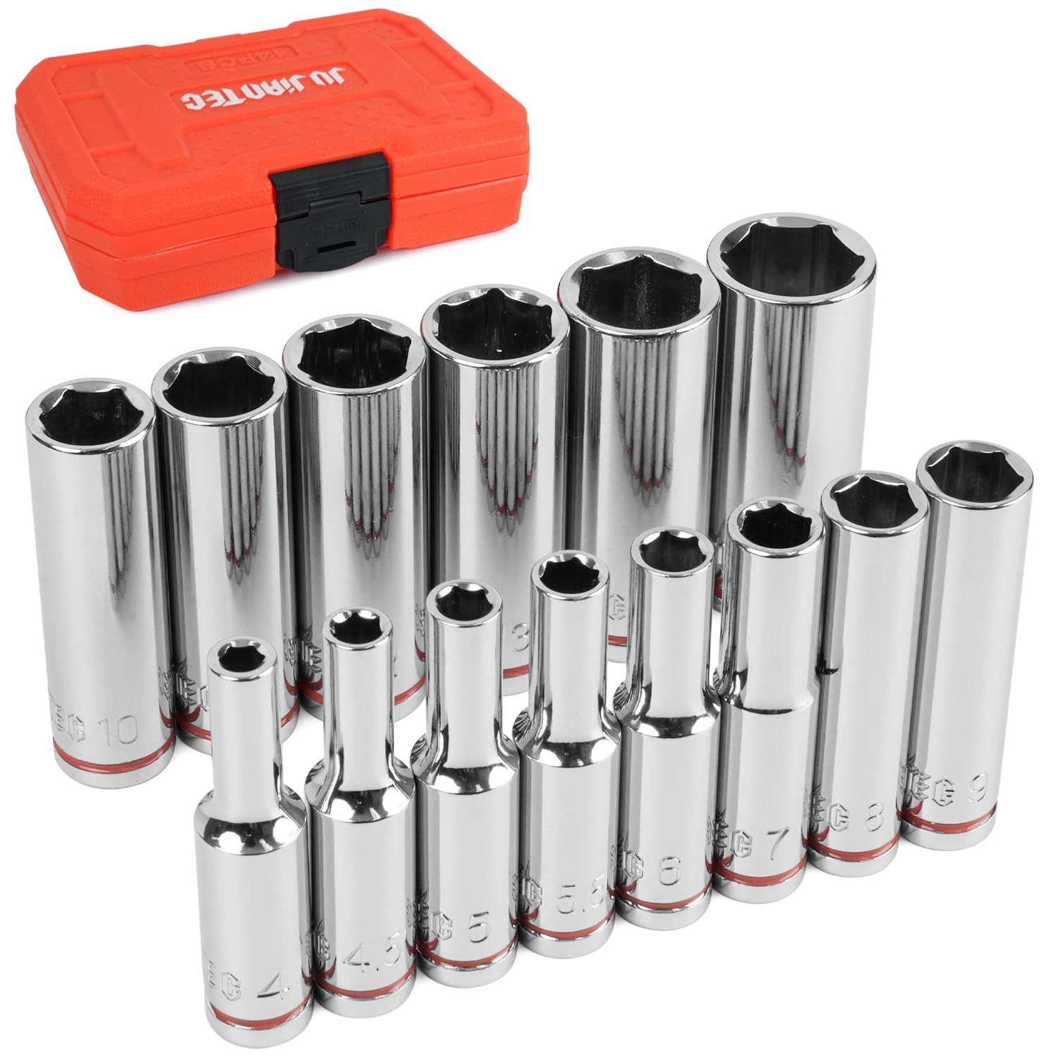 1/4" Drive Metric Master Socket Set, 14-Piece Deep Hex Socket Set (4mm-15mm),...