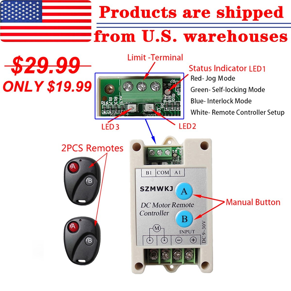 DC Motor Linear Actuator Controller Wireless Remote Control Kit Auto Car Lift IG