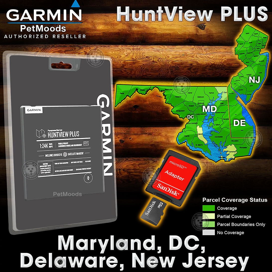 Garmin HuntView Plus Maps MD + DE + DC + NJ - Birdseye Satellite Imagery microSD