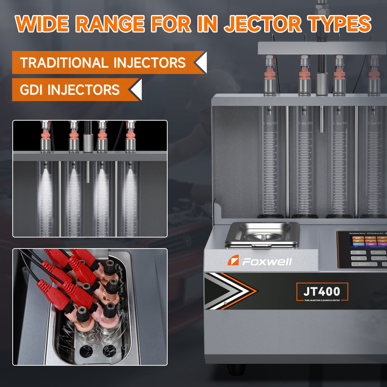 FOXWELL JT400 Universal Fuel Injector Cleaner Ultrasonic Cleaning Machine Tool